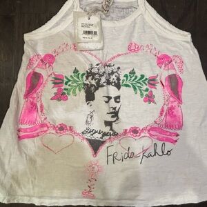 Magnolia Pearl White and Pink Artistic Tank Top Pristine cond. Nvr worn, w/tags